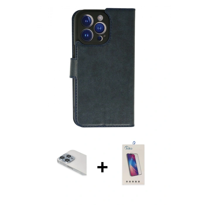 MARSİLYAN™- iPhone 13 Pro Max Kılıf Siluet Işık Serisi - Siyah Joko 5D Cam + Pers Alüminyum Kamera Lens - SABE