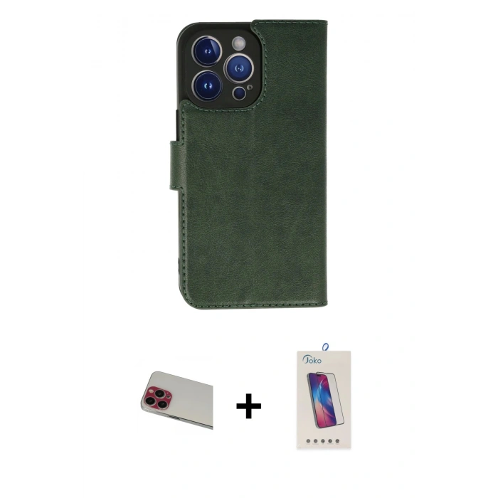 MARSİLYAN™- iPhone 13 Pro Max Kılıf Siluet Işık Serisi - Siyah Joko 5D Cam + Rainbow Kamera Lens Koruma Cam - KI