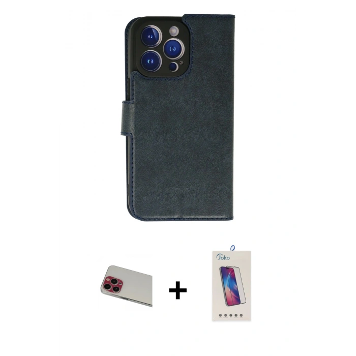 MARSİLYAN™- iPhone 13 Pro Max Kılıf Siluet Işık Serisi - Siyah Joko 5D Cam + Rainbow Kamera Lens Koruma Cam - KI