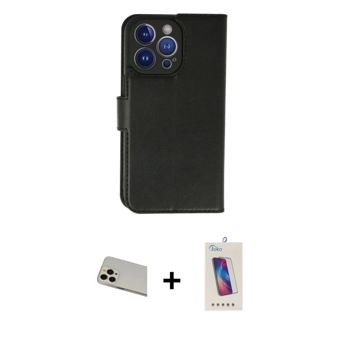 MARSİLYAN™- iPhone 13 Pro Max Kılıf Siluet Işık Serisi - Siyah Joko 5D Cam + Rainbow Kamera Lens Koruma Cam - REGD