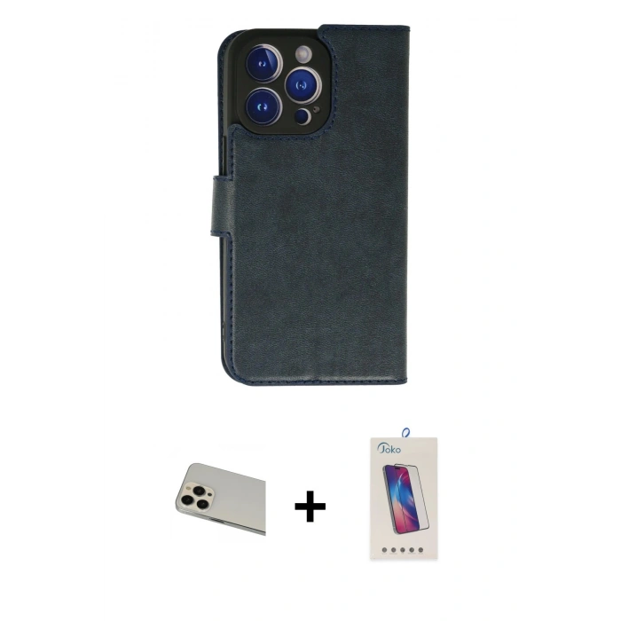 MARSİLYAN™- iPhone 13 Pro Max Kılıf Siluet Işık Serisi - Siyah Joko 5D Cam + Rainbow Kamera Lens Koruma Cam - REGD