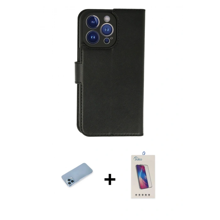 MARSİLYAN™- iPhone 13 Pro Max Kılıf Siluet Işık Serisi - Siyah Joko 5D Cam + Shine Kamera Lens Koruma Cam - MI