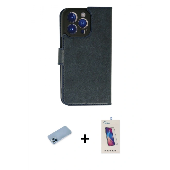 MARSİLYAN™- iPhone 13 Pro Max Kılıf Siluet Işık Serisi - Siyah Joko 5D Cam + Shine Kamera Lens Koruma Cam - MI