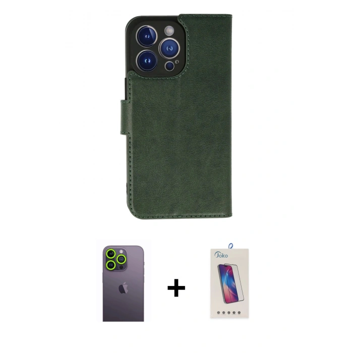 MARSİLYAN™- iPhone 13 Pro Max Kılıf Siluet Işık Serisi - Siyah Joko 5D Cam + Neon Fosforlu Kamera Lens - YL