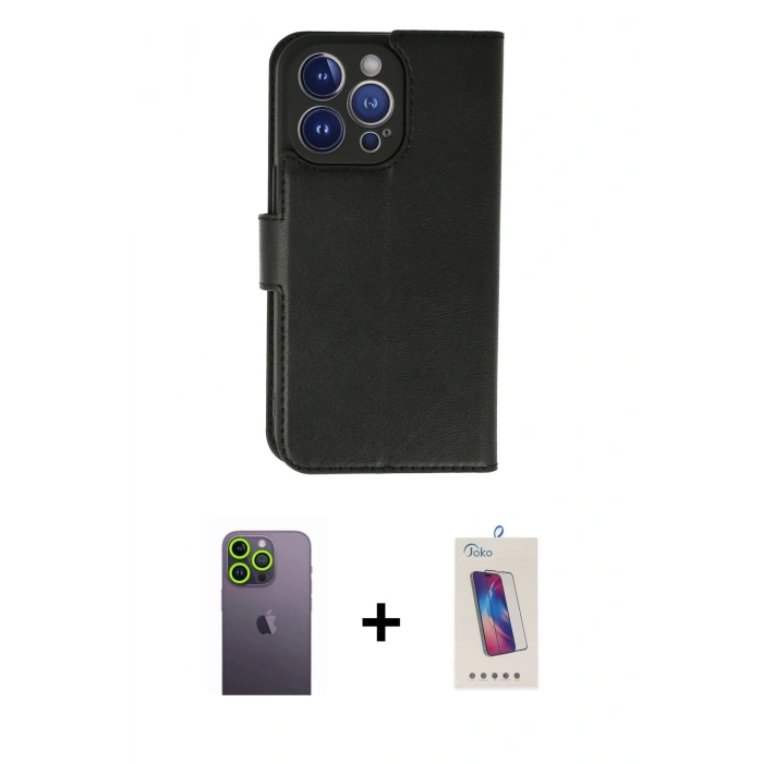 MARSİLYAN™- iPhone 13 Pro Max Kılıf Siluet Işık Serisi - Siyah Joko 5D Cam + Neon Fosforlu Kamera Lens - YL