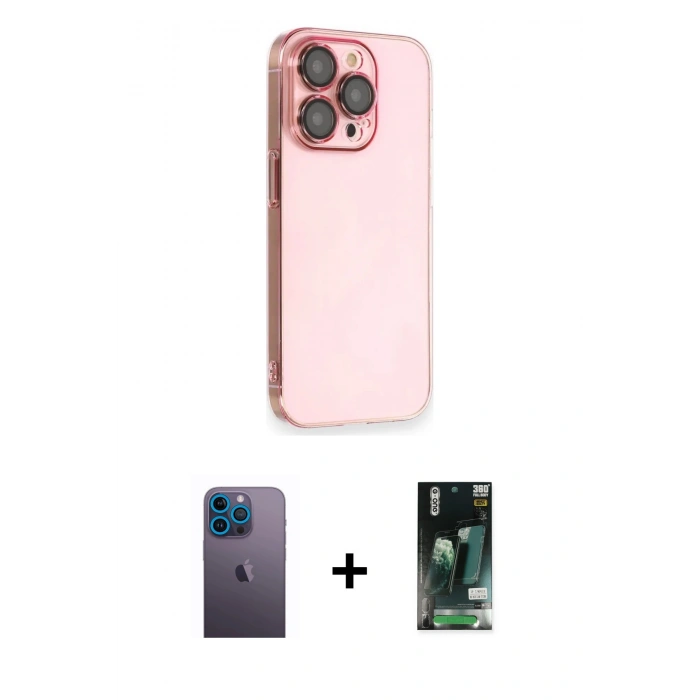 MARSİLYAN™- iPhone 13 Pro Max Kılıf Siluet Minimal Özel Seri - Şeffaf 360 Full Body Arka Koruyucu + Neon Fosforlu Kamera Lens - MI