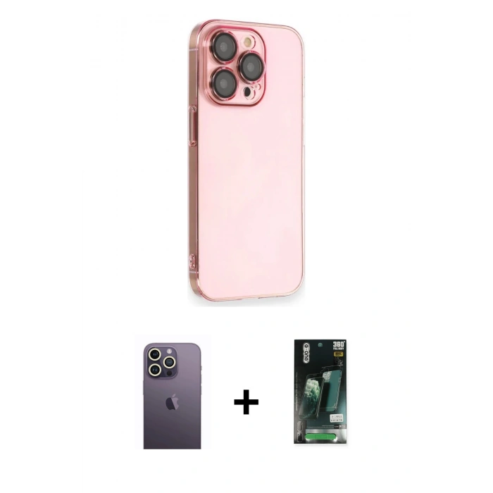 MARSİLYAN™- iPhone 13 Pro Max Kılıf Siluet Minimal Özel Seri - Şeffaf 360 Full Body Arka Koruyucu + Neon Fosforlu Kamera Lens - BZ