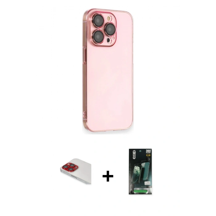 MARSİLYAN™- iPhone 13 Pro Max Kılıf Siluet Minimal Özel Seri - Şeffaf 360 Full Body Arka Koruyucu + Pers Alüminyum Kamera Lens - KI