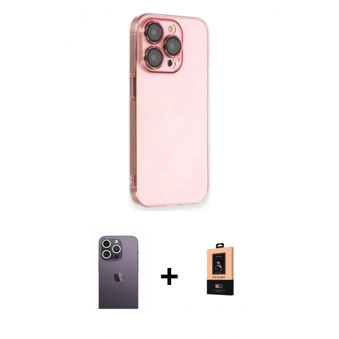 MARSİLYAN™- iPhone 13 Pro Max Kılıf Siluet Minimal Özel Seri - Şeffaf Maxco Cam Ekran Koruyucu + Neon Fosforlu Kamera Lens - BZ