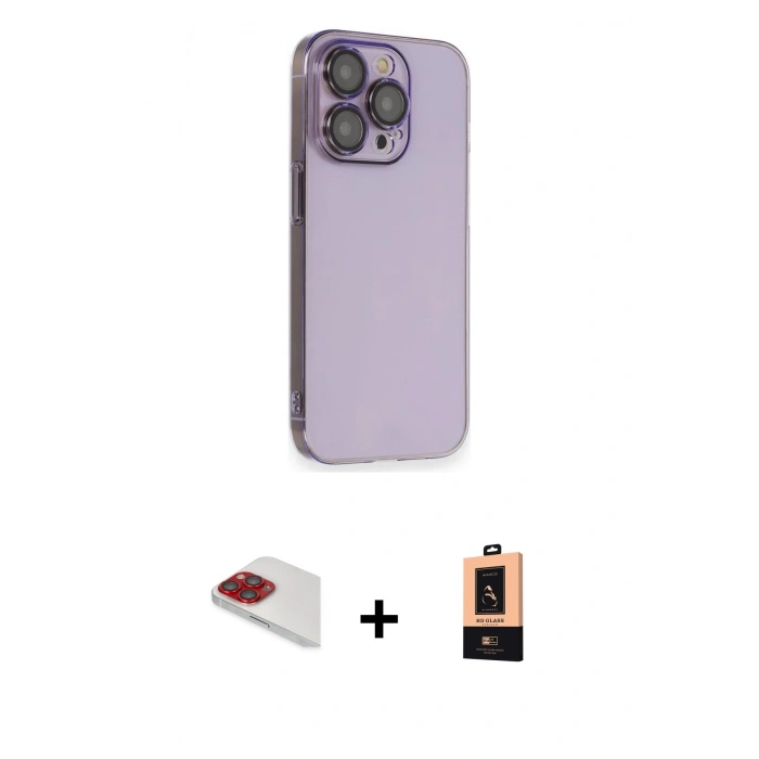 MARSİLYAN™- iPhone 13 Pro Max Kılıf Siluet Minimal Özel Seri - Şeffaf Maxco Cam Ekran Koruyucu + Pers Alüminyum Kamera Lens - KI