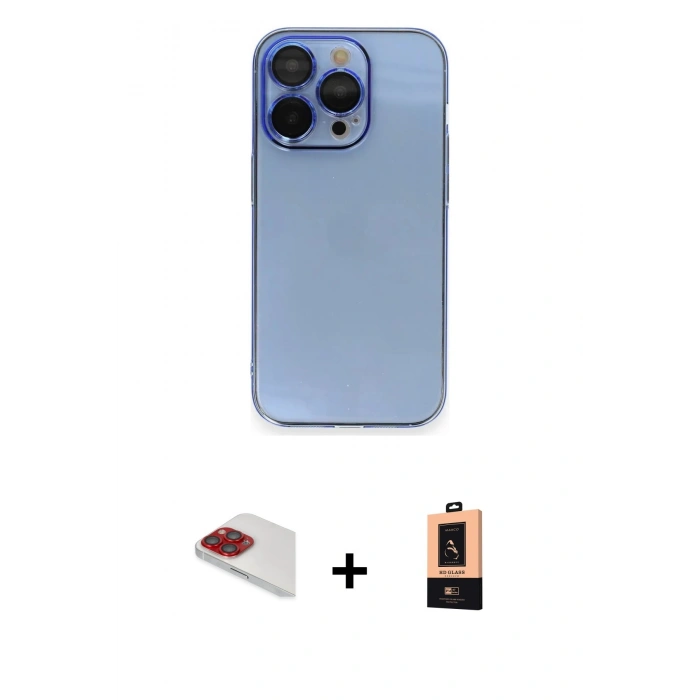 MARSİLYAN™- iPhone 13 Pro Max Kılıf Siluet Minimal Özel Seri - Şeffaf Maxco Cam Ekran Koruyucu + Pers Alüminyum Kamera Lens - KI