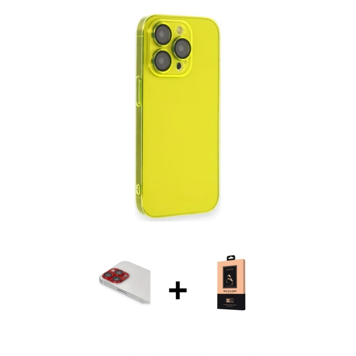 MARSİLYAN™- iPhone 13 Pro Max Kılıf Siluet Minimal Özel Seri - Şeffaf Maxco Cam Ekran Koruyucu + Pers Alüminyum Kamera Lens - KI