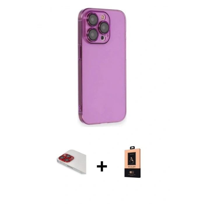 MARSİLYAN™- iPhone 13 Pro Max Kılıf Siluet Minimal Özel Seri - Şeffaf Maxco Cam Ekran Koruyucu + Pers Alüminyum Kamera Lens - KI