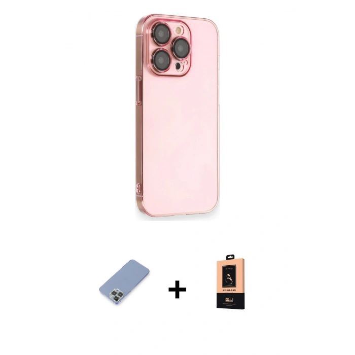 MARSİLYAN™- iPhone 13 Pro Max Kılıf Siluet Minimal Özel Seri - Şeffaf Maxco Cam Ekran Koruyucu + Metal Kamera Lens Koruma Cam - KUYL