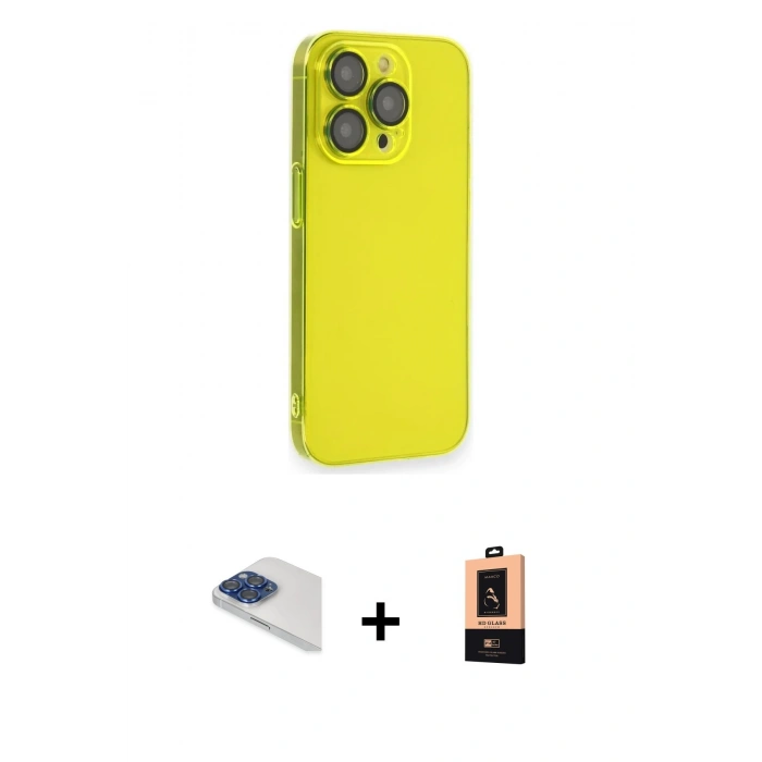 MARSİLYAN™- iPhone 13 Pro Max Kılıf Siluet Minimal Özel Seri - Şeffaf Maxco Cam Ekran Koruyucu + Pers Alüminyum Kamera Lens - LT