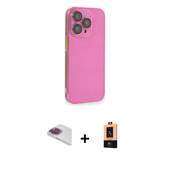 MARSİLYAN™- iPhone 13 Pro Max Kılıf Siluet Minimal Özel Seri - Şeffaf Maxco Cam Ekran Koruyucu + Pers Alüminyum Kamera Lens - GI