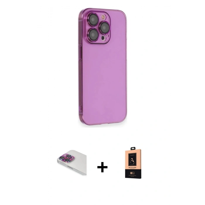 MARSİLYAN™- iPhone 13 Pro Max Kılıf Siluet Minimal Özel Seri - Şeffaf Maxco Cam Ekran Koruyucu + Pers Alüminyum Kamera Lens - GI