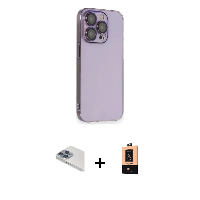 MARSİLYAN™- iPhone 13 Pro Max Kılıf Siluet Minimal Özel Seri - Şeffaf Maxco Cam Ekran Koruyucu + Pers Alüminyum Kamera Lens - SABE