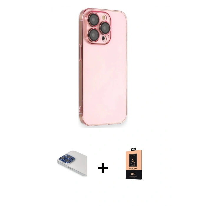 MARSİLYAN™- iPhone 13 Pro Max Kılıf Siluet Minimal Özel Seri - Şeffaf Maxco Cam Ekran Koruyucu + Pers Alüminyum Kamera Lens - LT