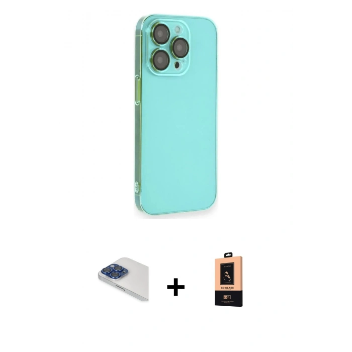 MARSİLYAN™- iPhone 13 Pro Max Kılıf Siluet Minimal Özel Seri - Şeffaf Maxco Cam Ekran Koruyucu + Pers Alüminyum Kamera Lens - LT