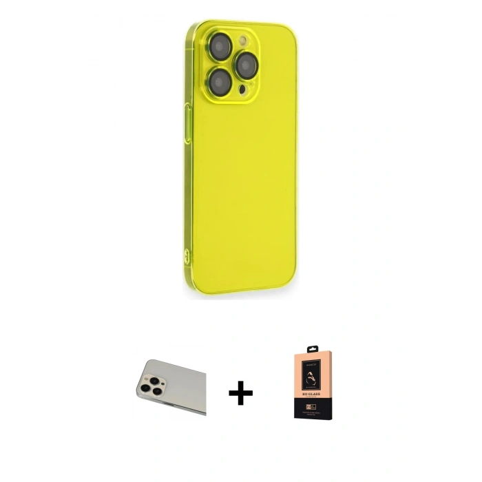 MARSİLYAN™- iPhone 13 Pro Max Kılıf Siluet Minimal Özel Seri - Şeffaf Maxco Cam Ekran Koruyucu + Rainbow Kamera Lens Koruma Cam - REGD