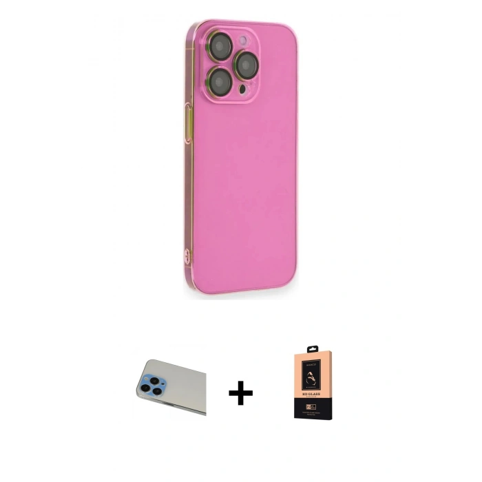 MARSİLYAN™- iPhone 13 Pro Max Kılıf Siluet Minimal Özel Seri - Şeffaf Maxco Cam Ekran Koruyucu + Rainbow Kamera Lens Koruma Cam - MI
