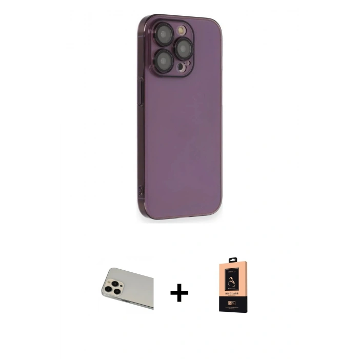 MARSİLYAN™- iPhone 13 Pro Max Kılıf Siluet Minimal Özel Seri - Şeffaf Maxco Cam Ekran Koruyucu + Rainbow Kamera Lens Koruma Cam - REGD