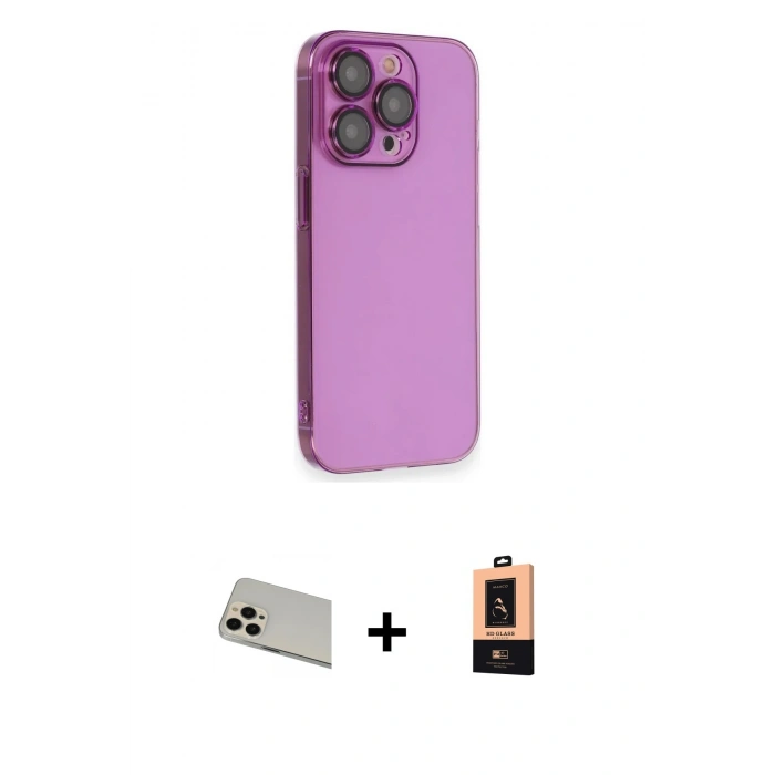 MARSİLYAN™- iPhone 13 Pro Max Kılıf Siluet Minimal Özel Seri - Şeffaf Maxco Cam Ekran Koruyucu + Rainbow Kamera Lens Koruma Cam - REGD
