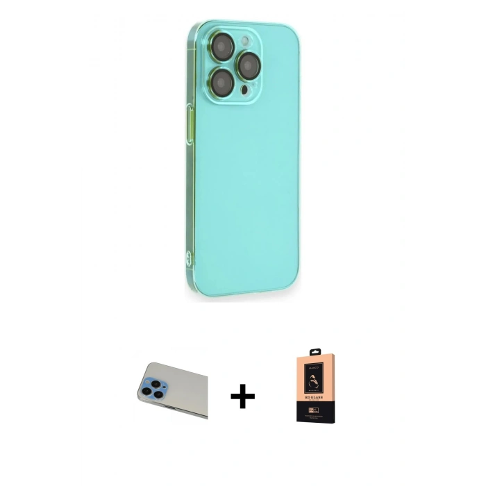 MARSİLYAN™- iPhone 13 Pro Max Kılıf Siluet Minimal Özel Seri - Şeffaf Maxco Cam Ekran Koruyucu + Rainbow Kamera Lens Koruma Cam - MI