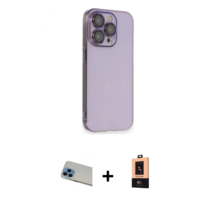 MARSİLYAN™- iPhone 13 Pro Max Kılıf Siluet Minimal Özel Seri - Şeffaf Maxco Cam Ekran Koruyucu + Rainbow Kamera Lens Koruma Cam - MI