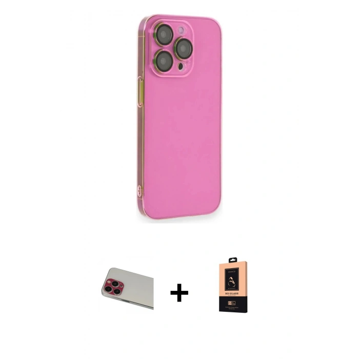 MARSİLYAN™- iPhone 13 Pro Max Kılıf Siluet Minimal Özel Seri - Şeffaf Maxco Cam Ekran Koruyucu + Rainbow Kamera Lens Koruma Cam - KI