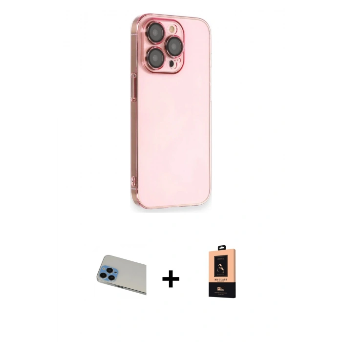 MARSİLYAN™- iPhone 13 Pro Max Kılıf Siluet Minimal Özel Seri - Şeffaf Maxco Cam Ekran Koruyucu + Rainbow Kamera Lens Koruma Cam - MI