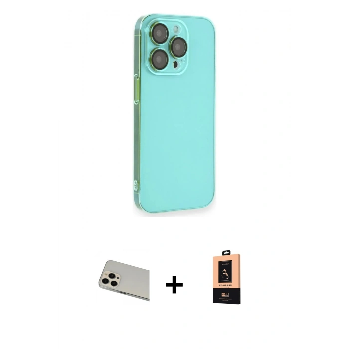 MARSİLYAN™- iPhone 13 Pro Max Kılıf Siluet Minimal Özel Seri - Şeffaf Maxco Cam Ekran Koruyucu + Rainbow Kamera Lens Koruma Cam - REGD