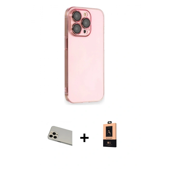 MARSİLYAN™- iPhone 13 Pro Max Kılıf Siluet Minimal Özel Seri - Şeffaf Maxco Cam Ekran Koruyucu + Rainbow Kamera Lens Koruma Cam - REGD