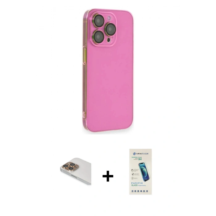 MARSİLYAN™- iPhone 13 Pro Max Kılıf Siluet Minimal Özel Seri - Şeffaf Pasifik Cam Ekran Koruyucu + Pers Alüminyum Kamera Lens - GD