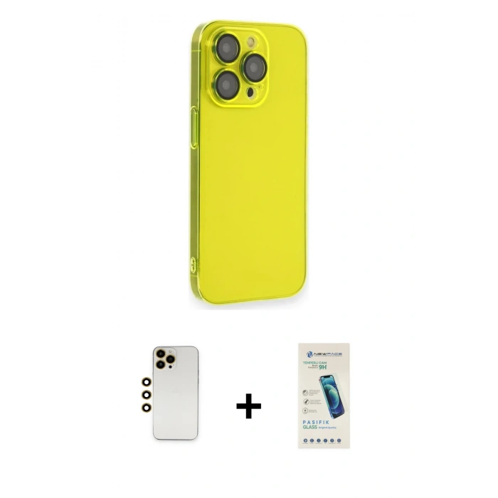 MARSİLYAN™- iPhone 13 Pro Max Kılıf Siluet Minimal Özel Seri - Şeffaf Pasifik Cam Ekran Koruyucu + Shine Kamera Lens - GD