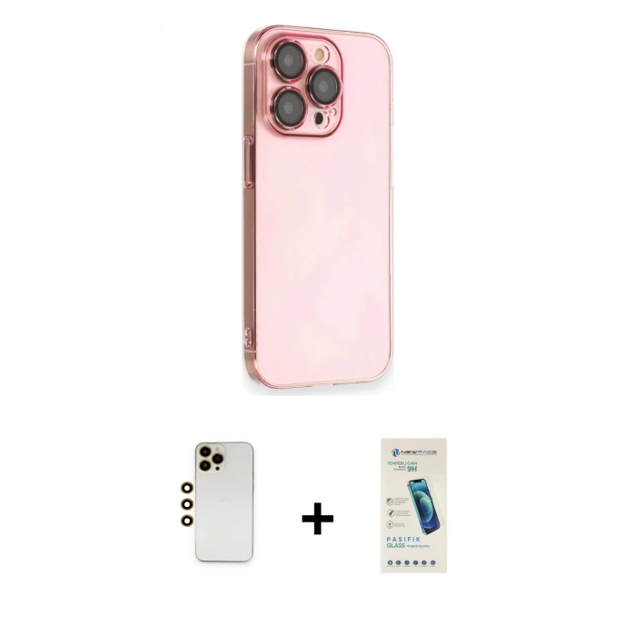 MARSİLYAN™- iPhone 13 Pro Max Kılıf Siluet Minimal Özel Seri - Şeffaf Pasifik Cam Ekran Koruyucu + Shine Kamera Lens - GD