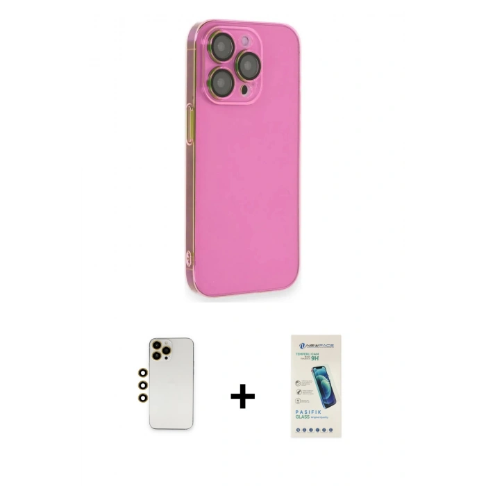 MARSİLYAN™- iPhone 13 Pro Max Kılıf Siluet Minimal Özel Seri - Şeffaf Pasifik Cam Ekran Koruyucu + Shine Kamera Lens - GD