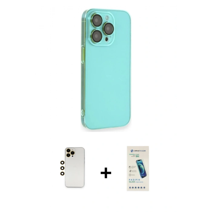 MARSİLYAN™- iPhone 13 Pro Max Kılıf Siluet Minimal Özel Seri - Şeffaf Pasifik Cam Ekran Koruyucu + Shine Kamera Lens - GD