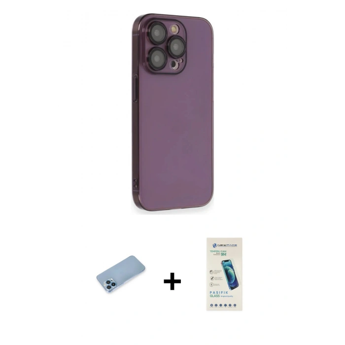 MARSİLYAN™- iPhone 13 Pro Max Kılıf Siluet Minimal Özel Seri - Şeffaf Pasifik Cam Ekran Koruyucu + Shine Kamera Lens Koruma Cam - MI
