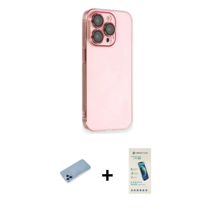 MARSİLYAN™- iPhone 13 Pro Max Kılıf Siluet Minimal Özel Seri - Şeffaf Pasifik Cam Ekran Koruyucu + Shine Kamera Lens Koruma Cam - MI