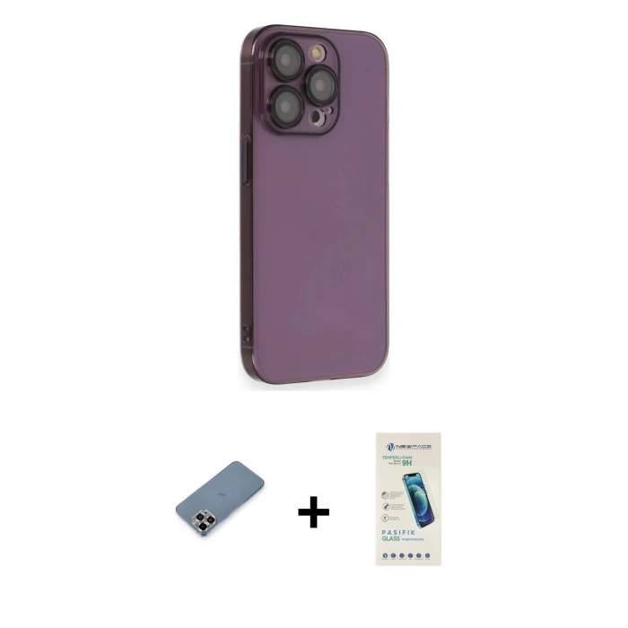 MARSİLYAN™- iPhone 13 Pro Max Kılıf Siluet Minimal Özel Seri - Şeffaf Pasifik Cam Ekran Koruyucu + Metal Kamera Lens Koruma Cam - MR