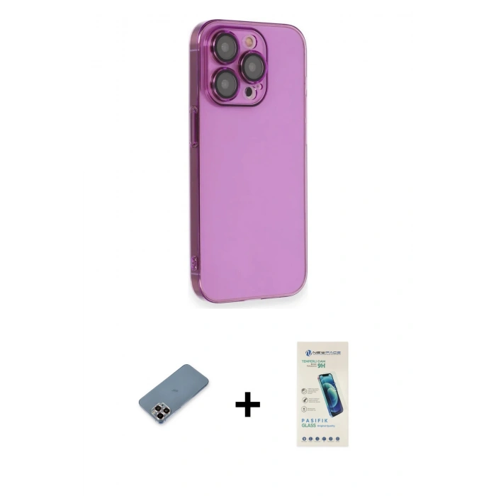 MARSİLYAN™- iPhone 13 Pro Max Kılıf Siluet Minimal Özel Seri - Şeffaf Pasifik Cam Ekran Koruyucu + Metal Kamera Lens Koruma Cam - MR