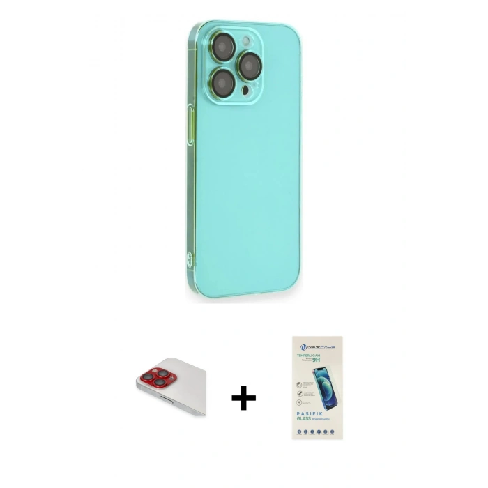 MARSİLYAN™- iPhone 13 Pro Max Kılıf Siluet Minimal Özel Seri - Şeffaf Pasifik Cam Ekran Koruyucu + Pers Alüminyum Kamera Lens - KI