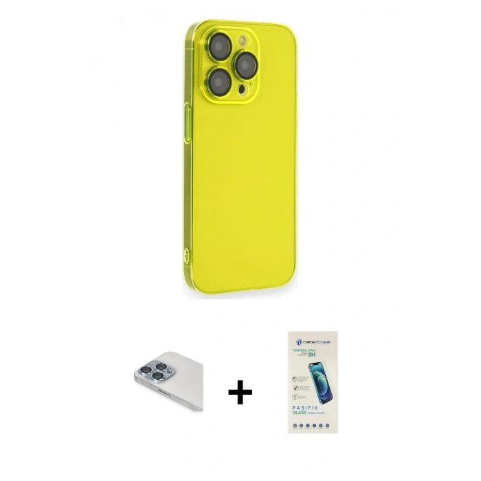 MARSİLYAN™- iPhone 13 Pro Max Kılıf Siluet Minimal Özel Seri - Şeffaf Pasifik Cam Ekran Koruyucu + Pers Alüminyum Kamera Lens - SABE