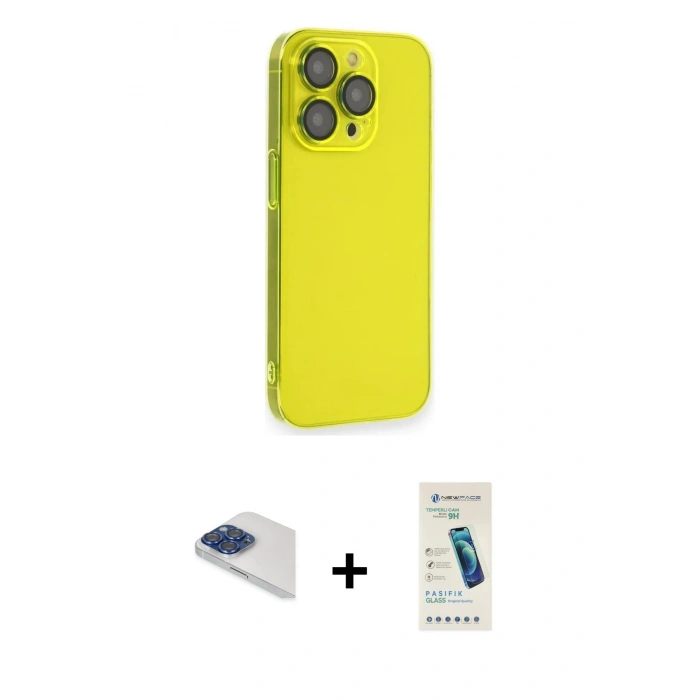 MARSİLYAN™- iPhone 13 Pro Max Kılıf Siluet Minimal Özel Seri - Şeffaf Pasifik Cam Ekran Koruyucu + Pers Alüminyum Kamera Lens - LT