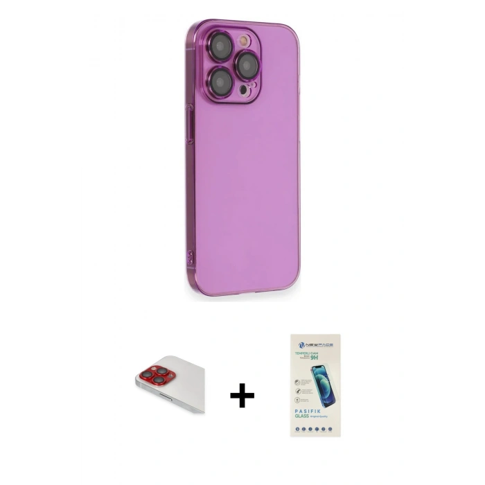 MARSİLYAN™- iPhone 13 Pro Max Kılıf Siluet Minimal Özel Seri - Şeffaf Pasifik Cam Ekran Koruyucu + Pers Alüminyum Kamera Lens - KI