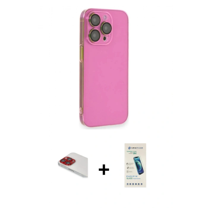 MARSİLYAN™- iPhone 13 Pro Max Kılıf Siluet Minimal Özel Seri - Şeffaf Pasifik Cam Ekran Koruyucu + Pers Alüminyum Kamera Lens - KI