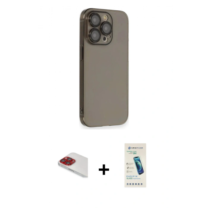 MARSİLYAN™- iPhone 13 Pro Max Kılıf Siluet Minimal Özel Seri - Şeffaf Pasifik Cam Ekran Koruyucu + Pers Alüminyum Kamera Lens - KI