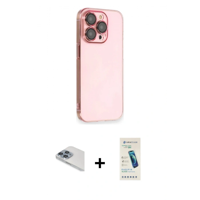 MARSİLYAN™- iPhone 13 Pro Max Kılıf Siluet Minimal Özel Seri - Şeffaf Pasifik Cam Ekran Koruyucu + Pers Alüminyum Kamera Lens - SABE